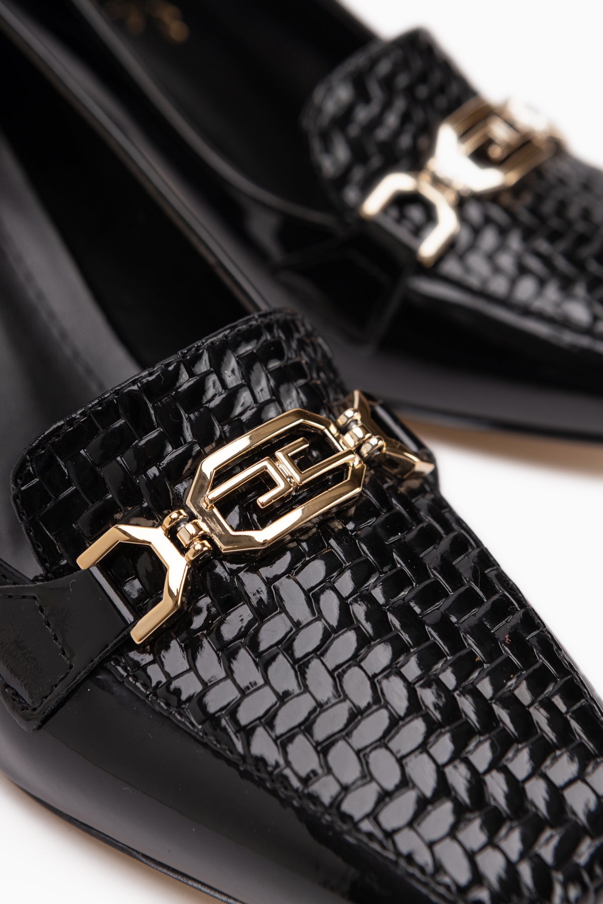 Marjan Black Patent Buckled Women’s Heeled Shoes