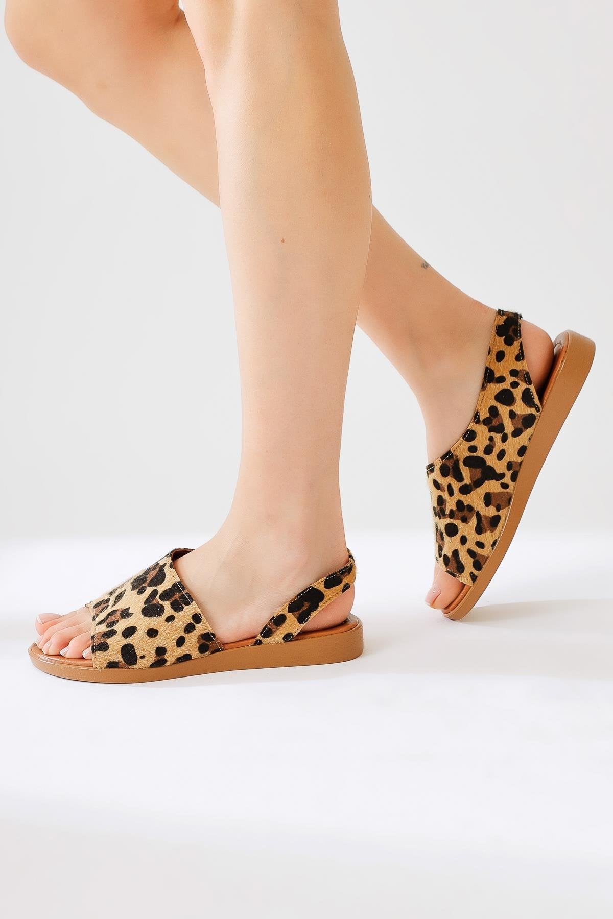 Kaia Genuine Leather Leopard Print Sandals