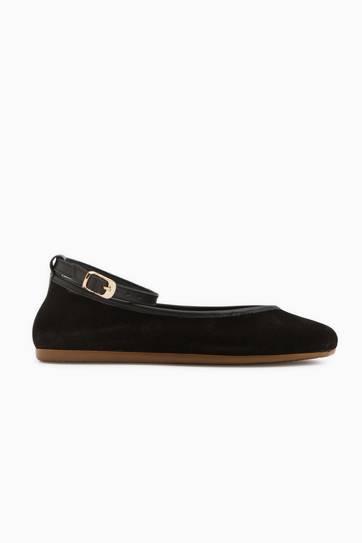Jenin Genuine Leather Black Suede Belted Women’s Ballet Flats