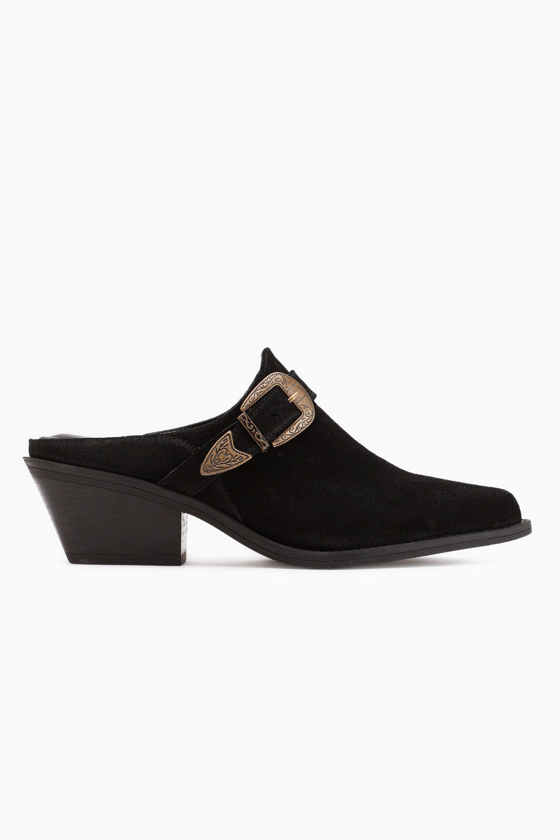 Sanida Genuine Leather Black Closed Toe Heeled Women’s Slippers