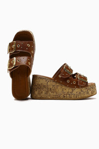 Genja Women's Taba Buckled Wedge Sandals