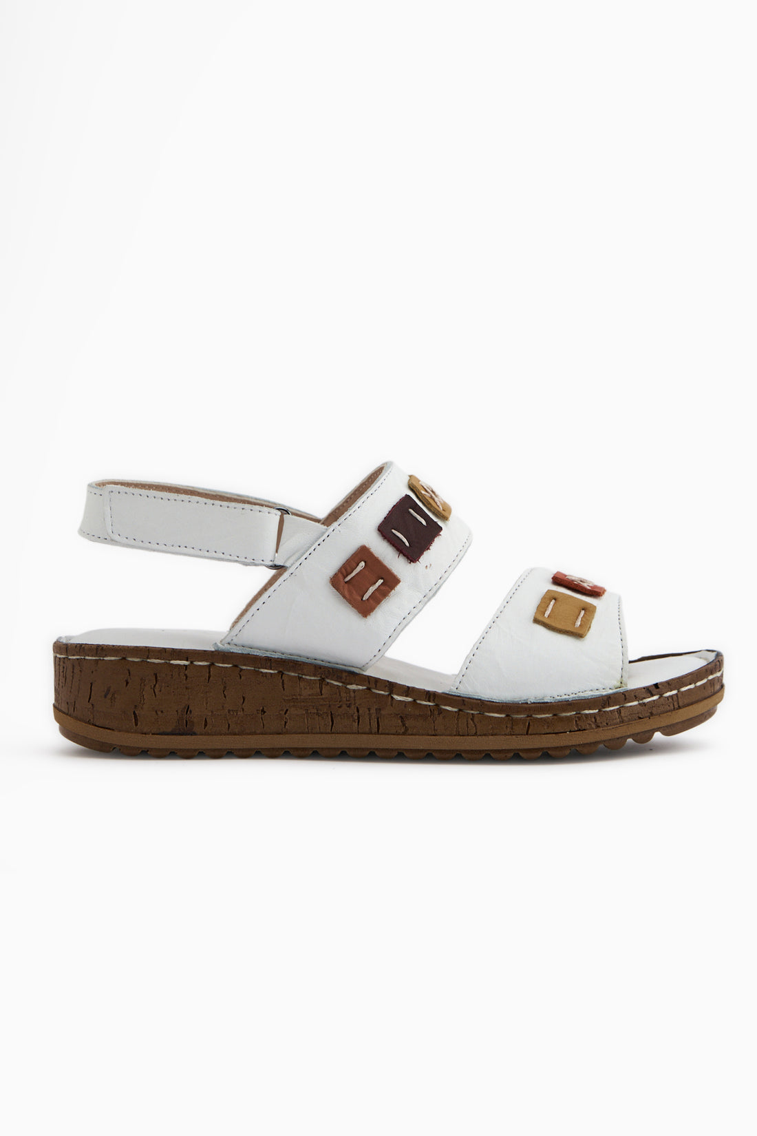 Loreta Genuine Leather White Double Strap Women’s Sandal
