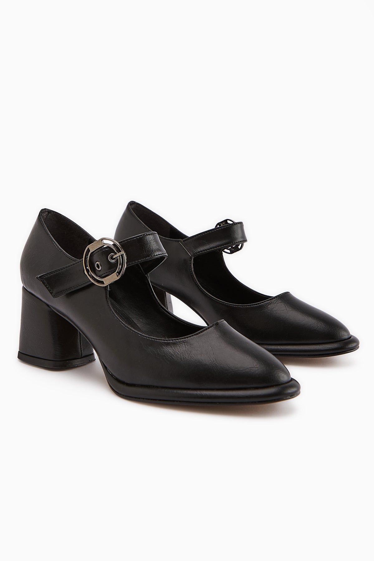 Nana – Black Buckle Heeled Shoe (Women)