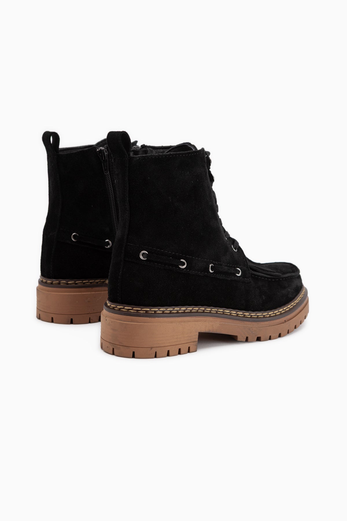 Minna Genuine Leather Black Suede Lace-Up Women’s Boots