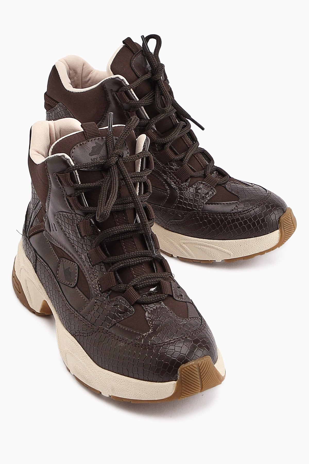 Nency – Brown Lace-Up Sneaker Boot (Women)