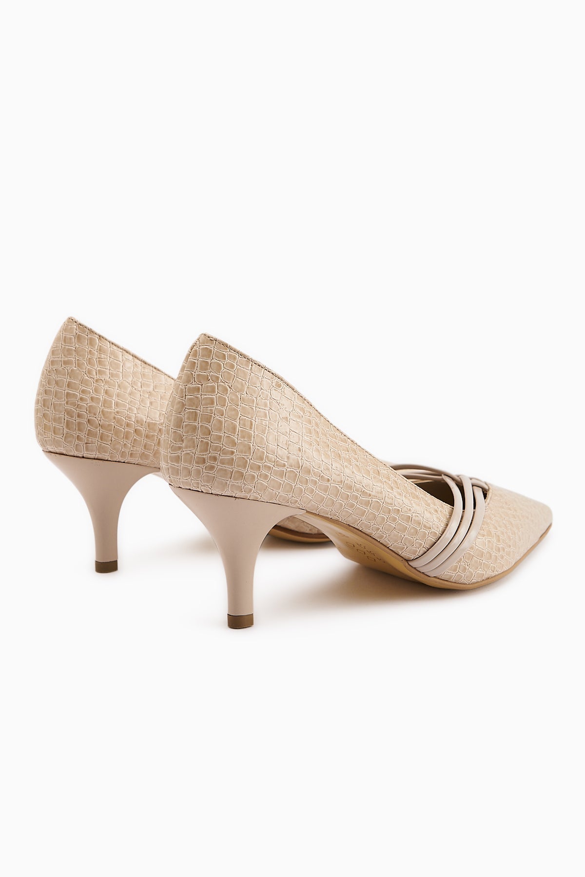 Riyam Women's Beige Crocodile Pattern Stiletto Shoe