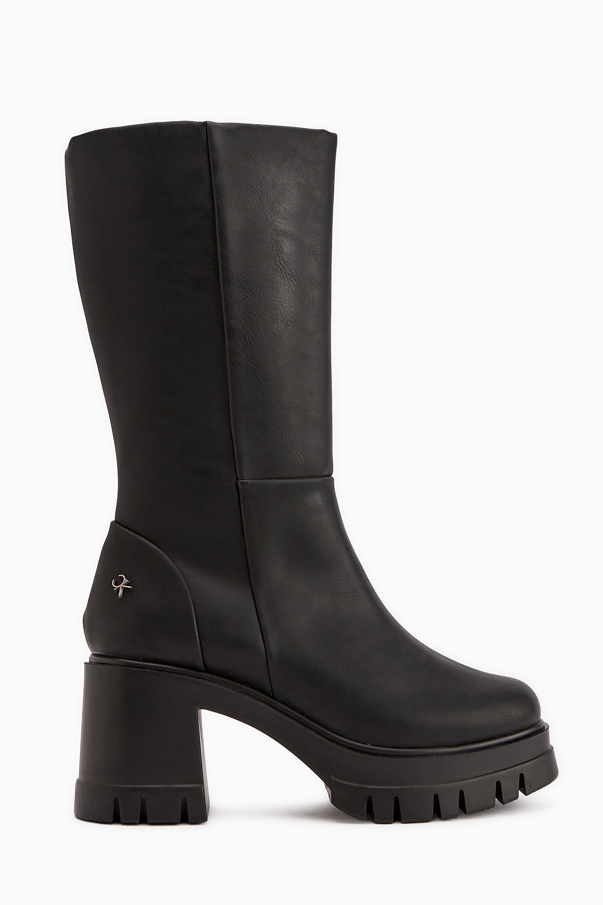 Chelsie Black High Heeled Platform Short Boots