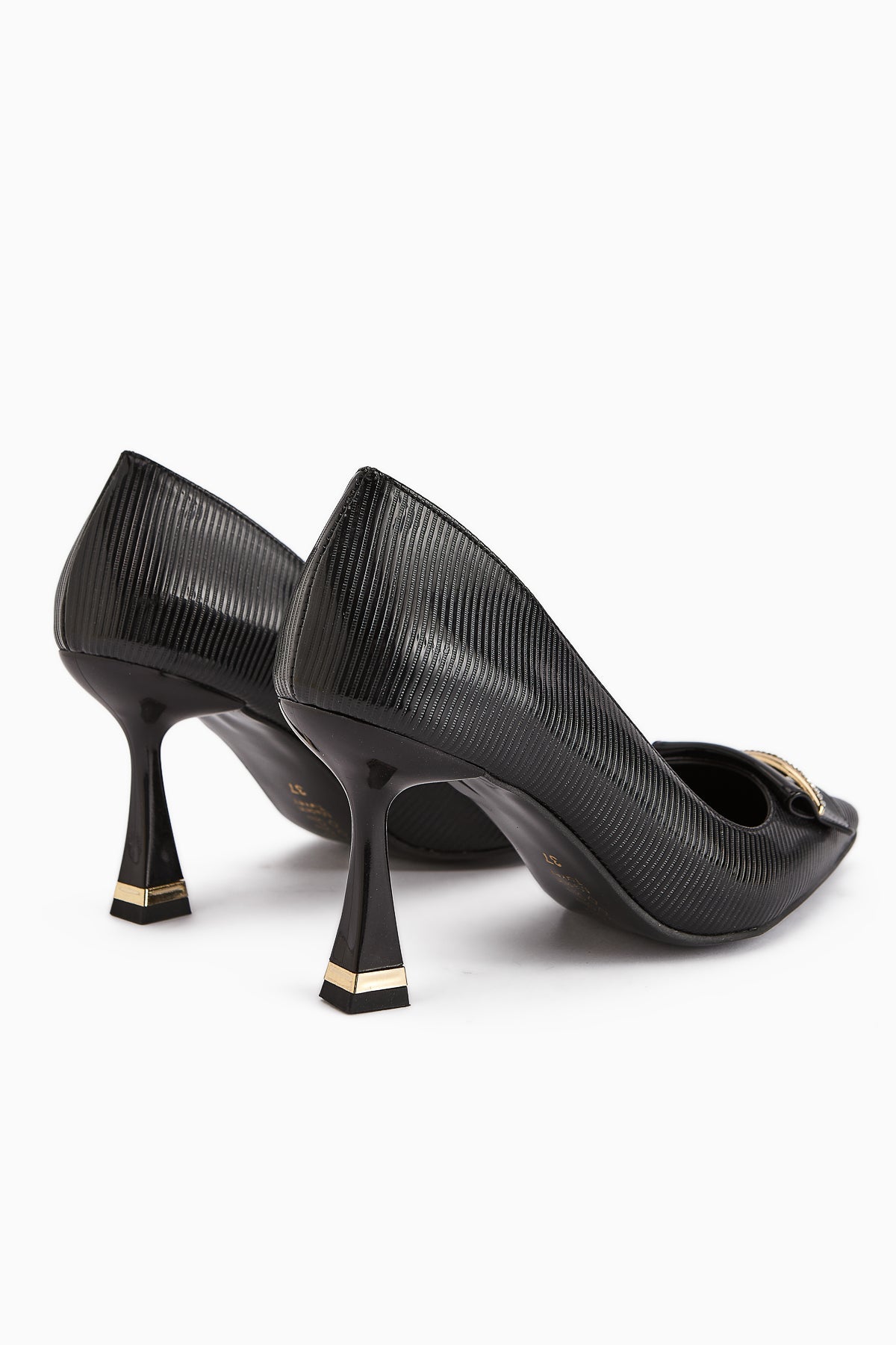 Saja Women's Black Buckled High Heel Shoe