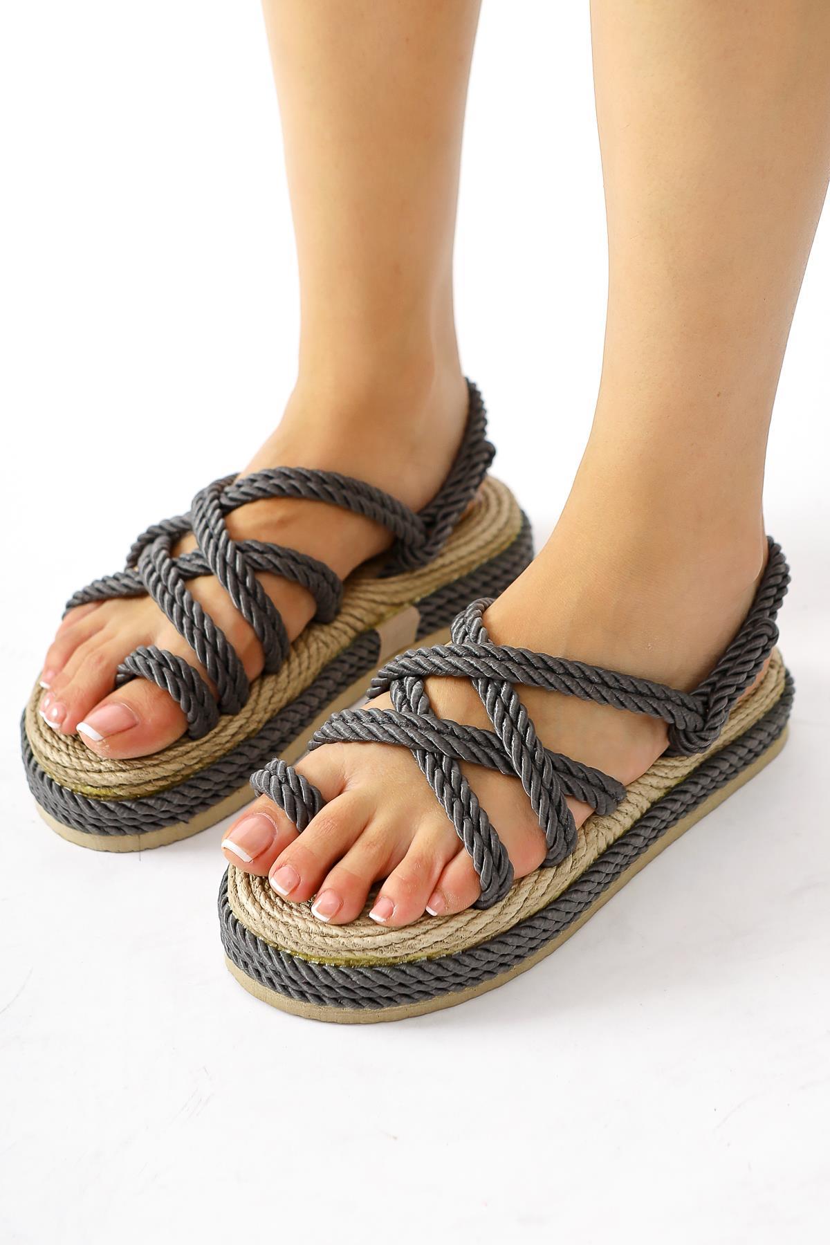 Spresa Grey Thick Soled Rope Sandals