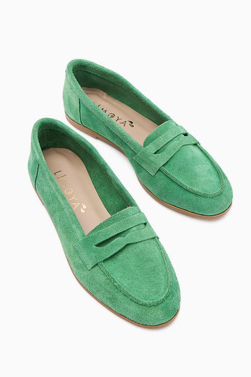 Solina Genuine Leather – Green Suede Loafer (Women)