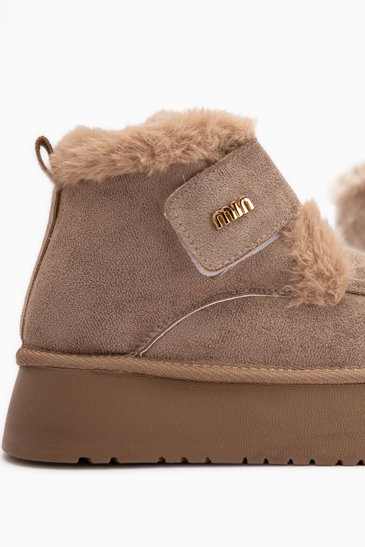 Celia Beige Suede Fur Thick Sole Women’s Boots