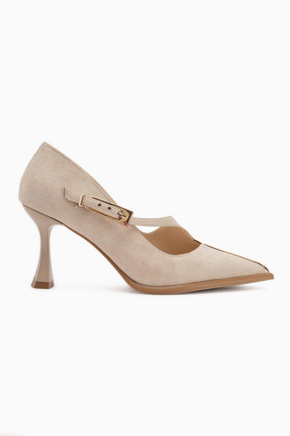 Cruse Beige Belted Women’s Heeled Shoes