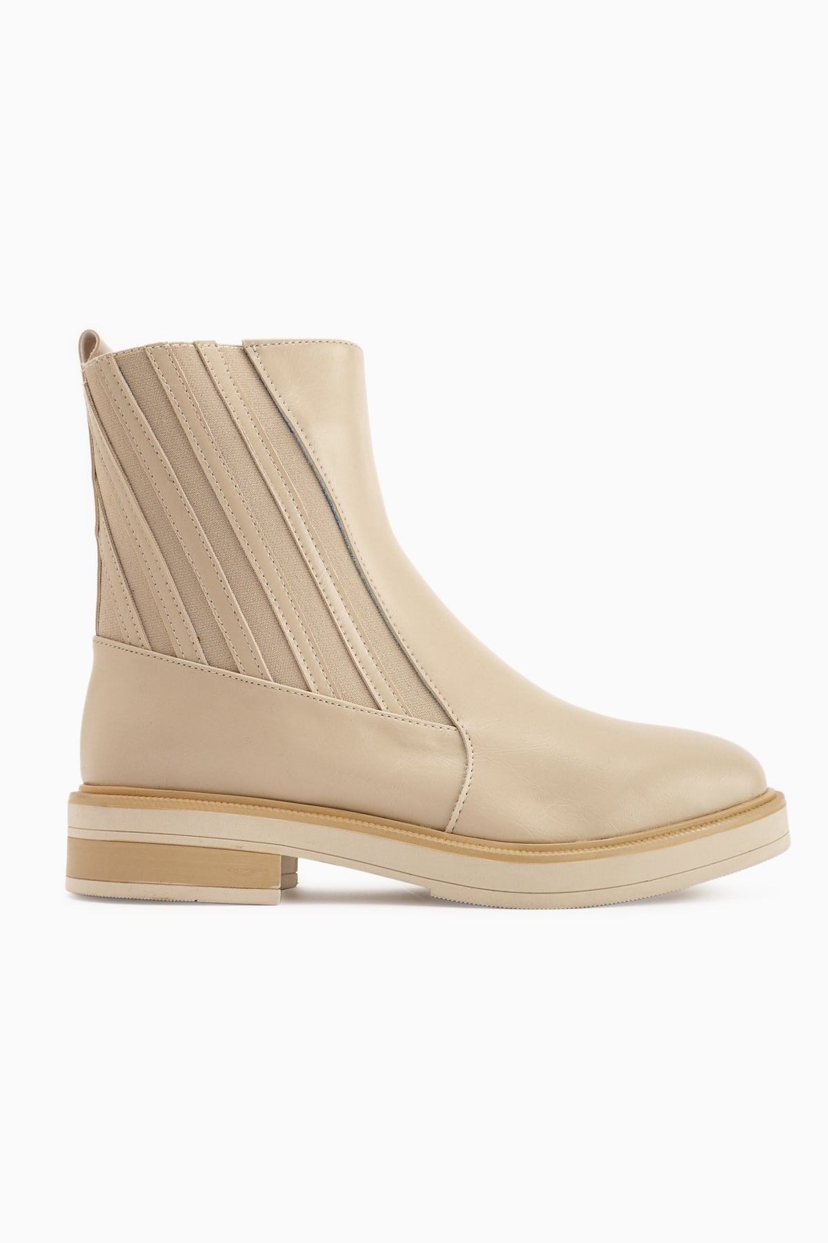 Lena Beige Elastic Detailed Women's Boot