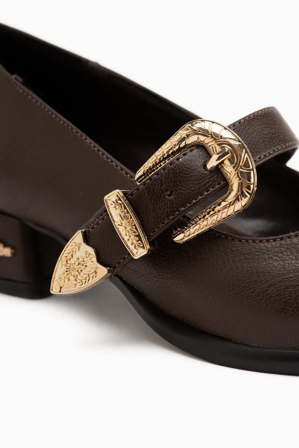 Jacklin Brown Strap Short Heeled Women’s Shoes