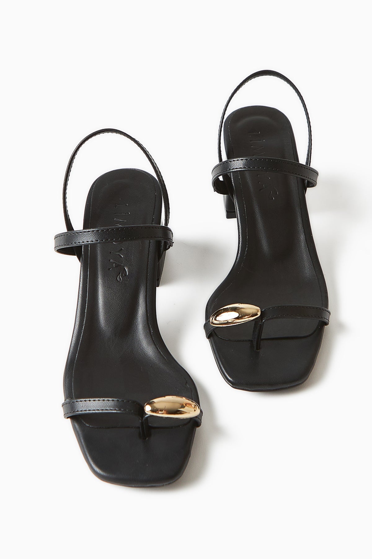 Selenya Black Thong Sandals with Buckle Detail for Women