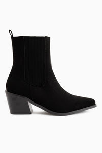 Elvia Black Suede Elastic Women’s Boots