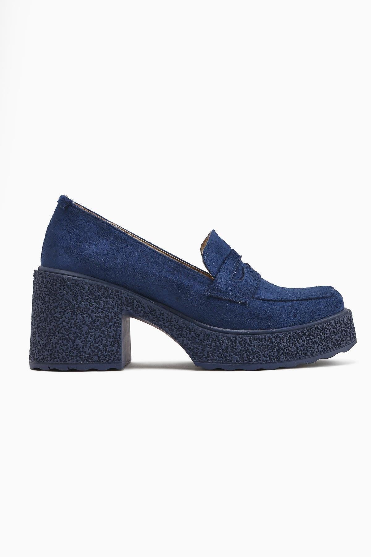 Boi Navy Blue Suede Platform Women's Casual Shoe