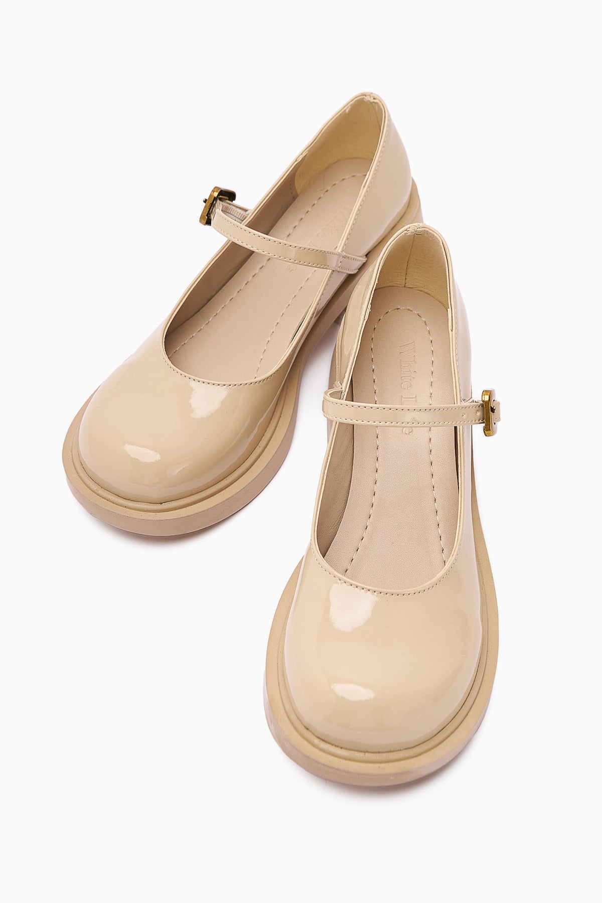 Mirka - Beige Patent Strap-Detail Loafer (Women)