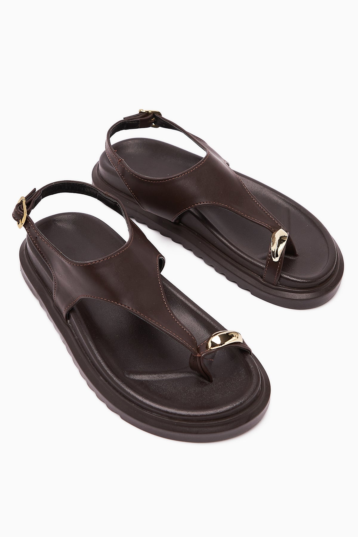 Vanda Coffee Buckled Thong Women's Sandals