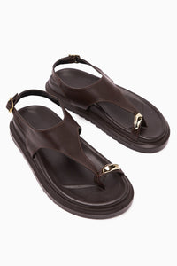Vanda Coffee Buckled Thong Women's Sandals