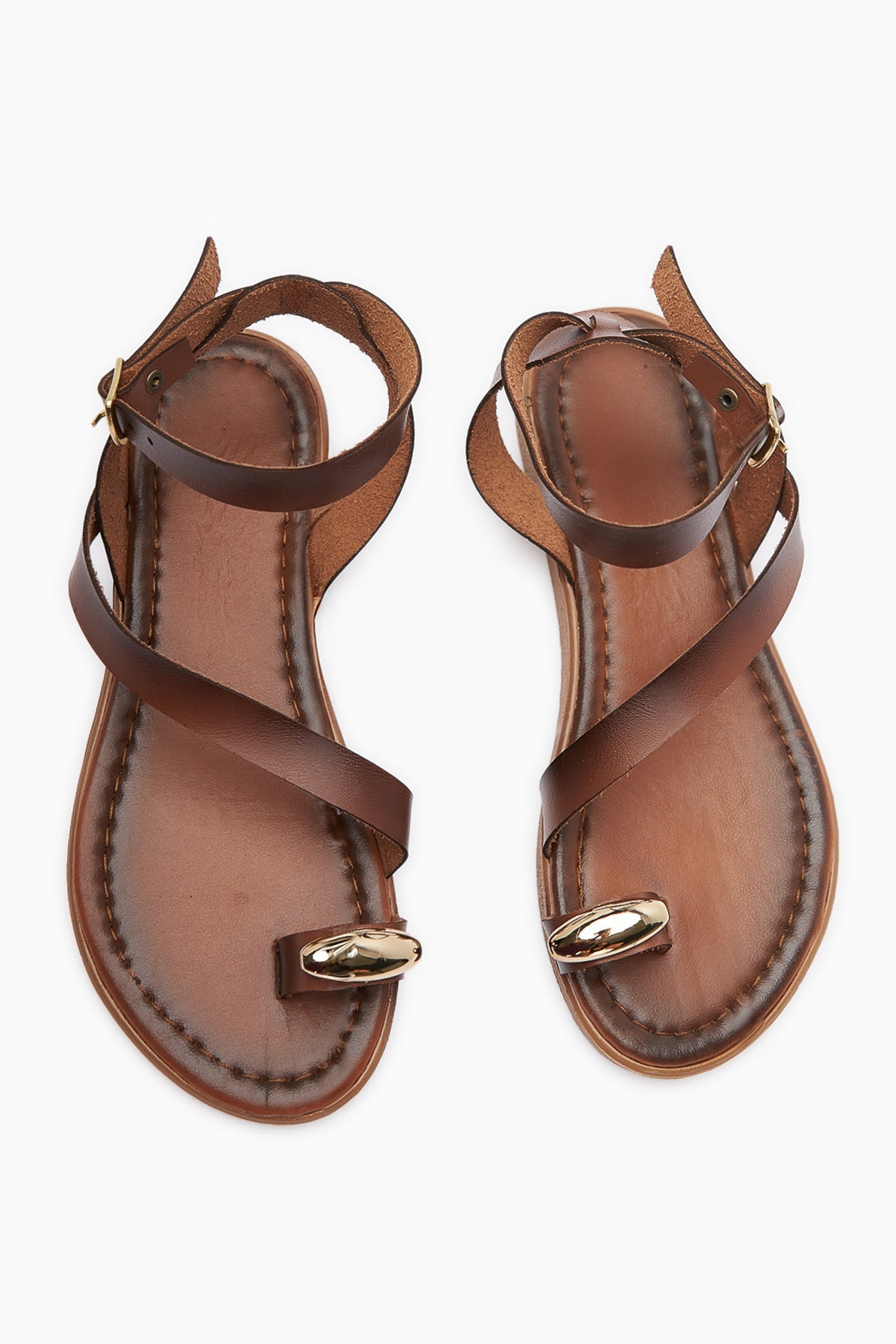 Anisa Taba Cross-Strap Buckled Thong Women's Sandals