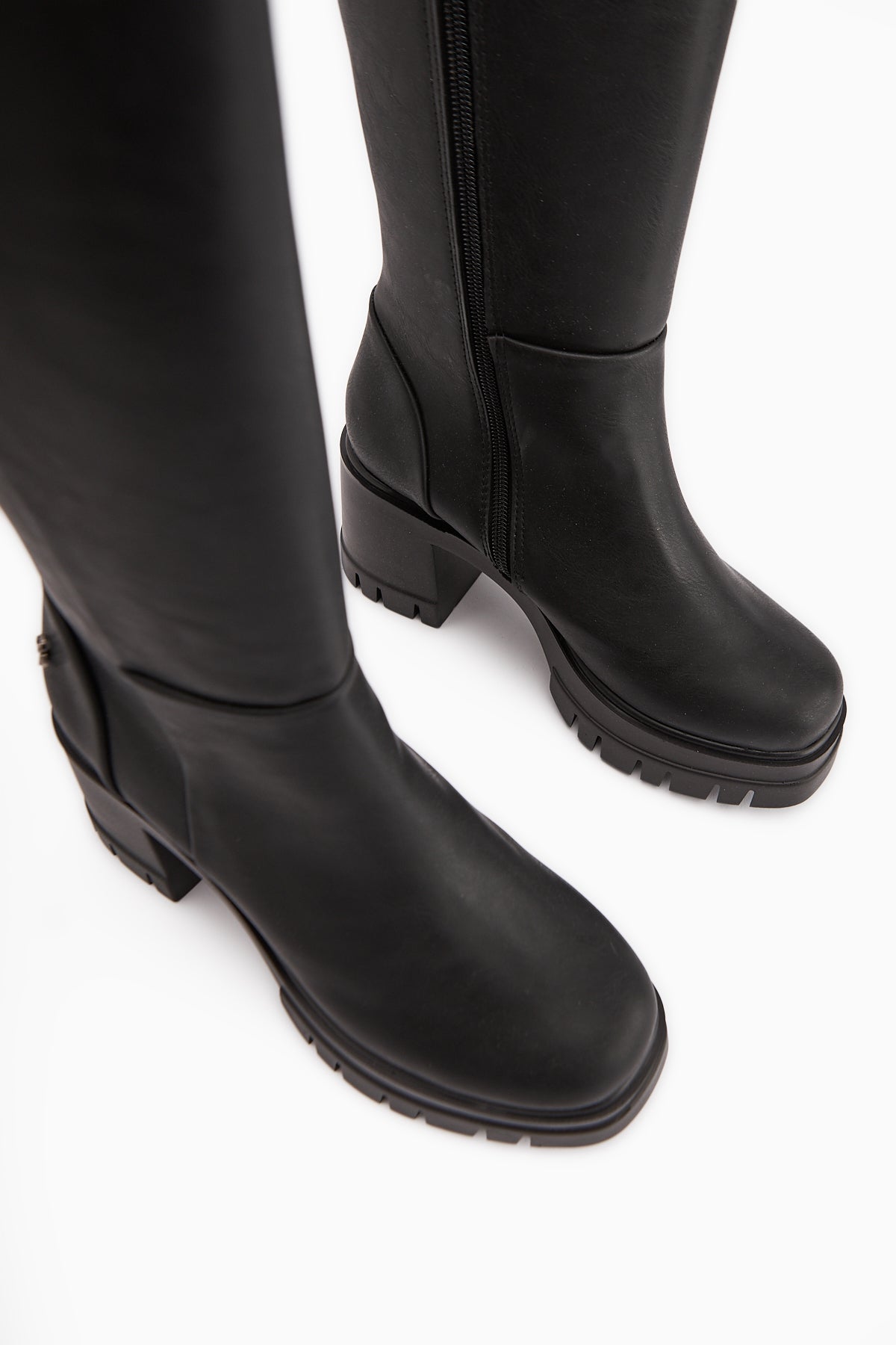 Chelsie Black High Heeled Platform Short Boots