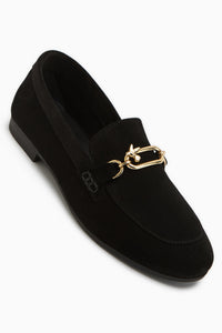 Alessa Genuine Leather Suede Black Buckled Women’s Loafer Daily Moccasin Shoes