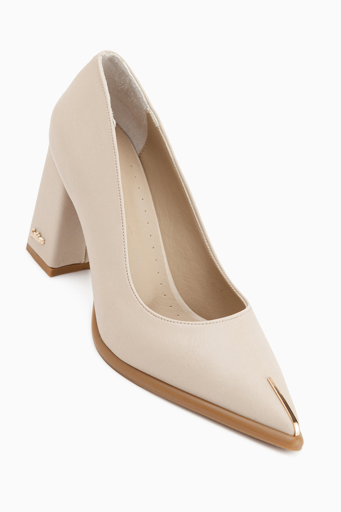 Candy Genuine Leather Beige Women’s Heeled Shoes