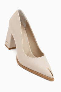 Candy Genuine Leather Beige Women’s Heeled Shoes