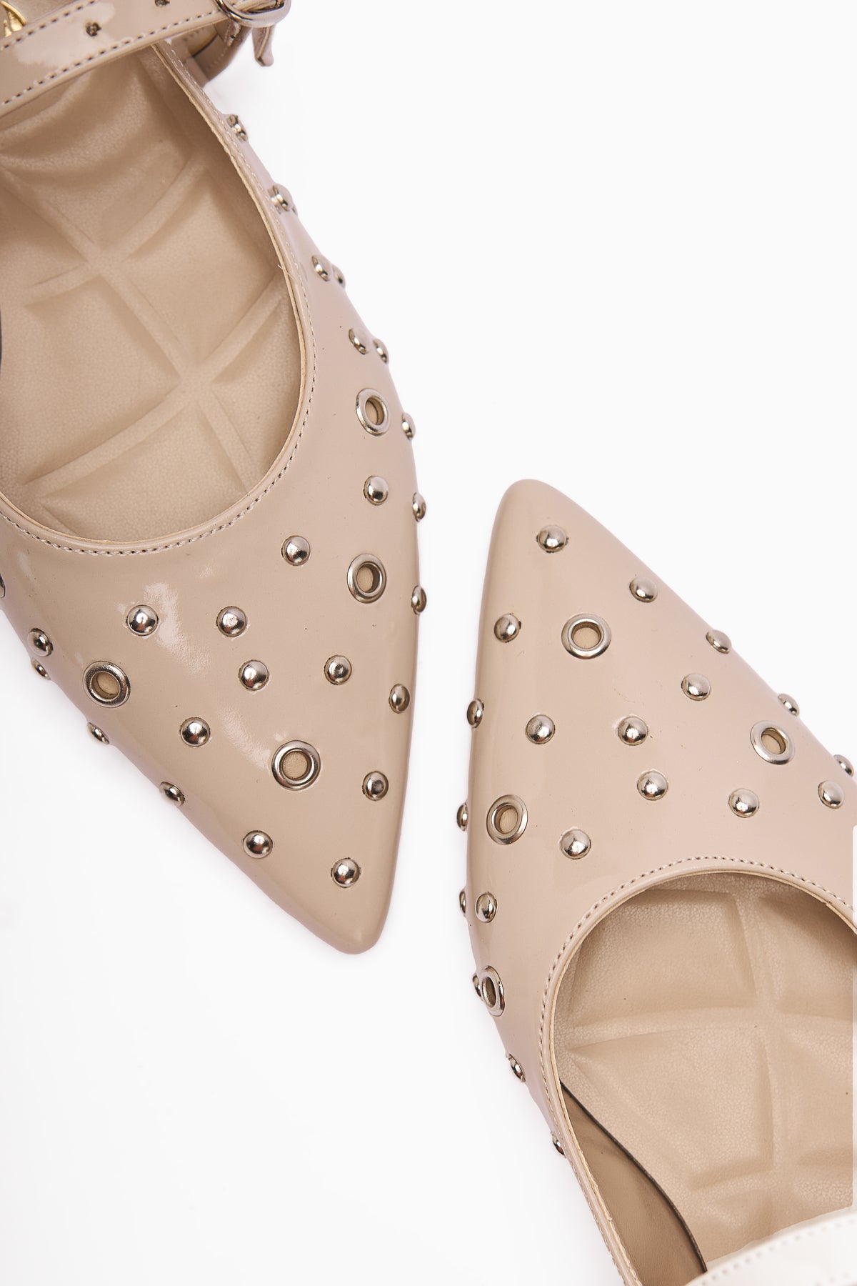 Ninna Beige Patent Pointed Toe Women's Ballet Flat