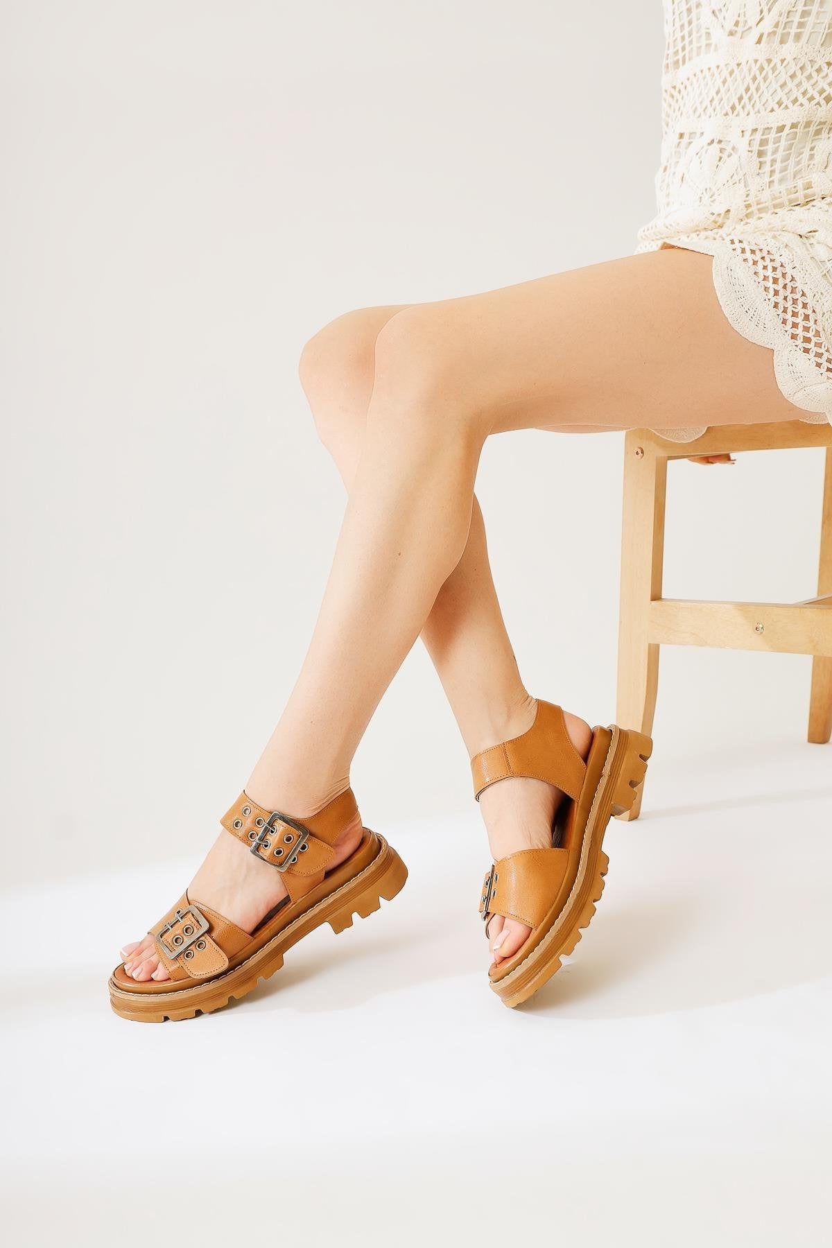 Tamera Taba Buckle Detail Thick Sole Sandal