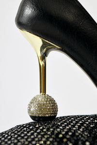 Partile – Black Disco-Ball-Detail Tulle-Bow Stiletto (Women)