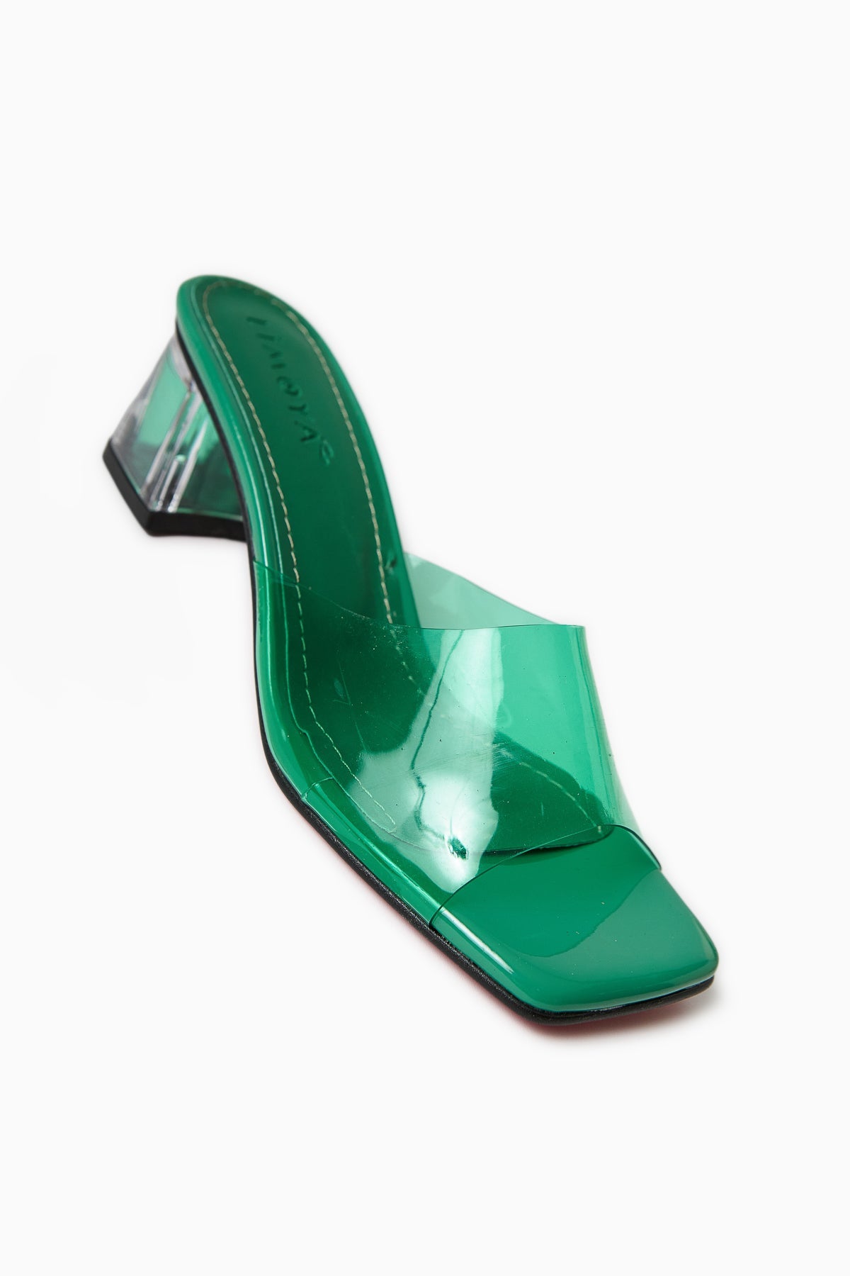 Persa – Green Transparent-Strap Transparent-Heel Slide (Women)