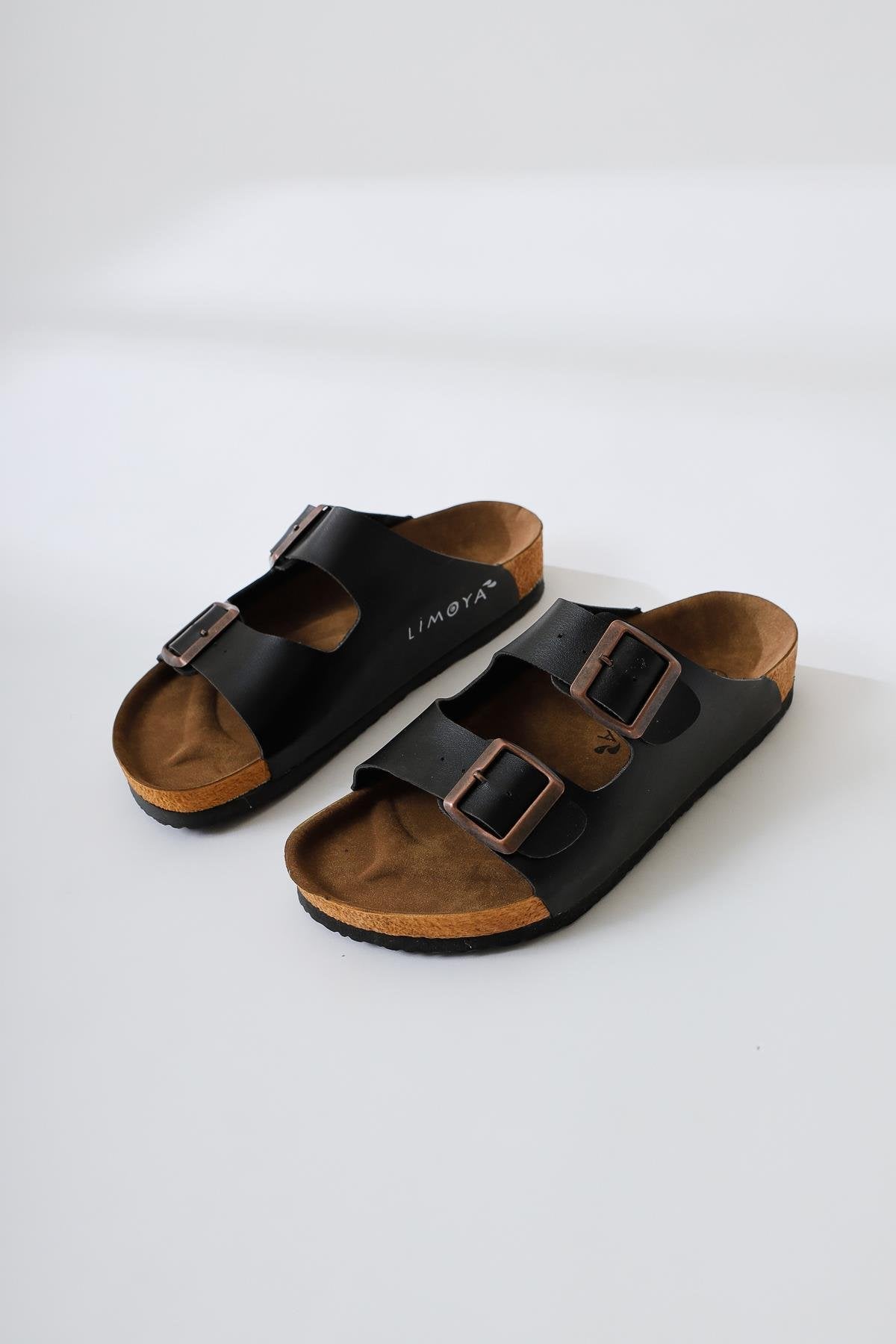 Beti Black Double-Strap Slipper