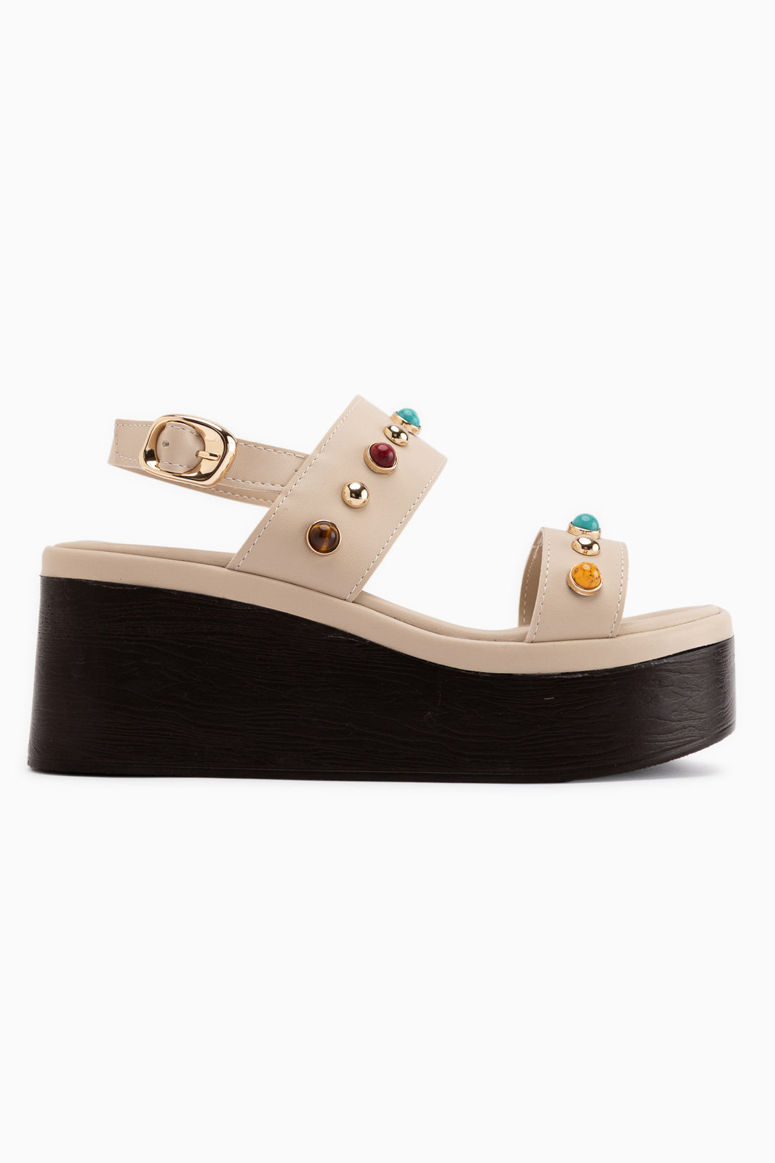 Mariah Beige Beaded Detailed Women’s Wedge Sandal