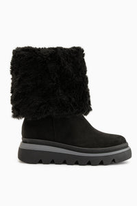 Edna Black Suede Fur Detailed Women’s Boots