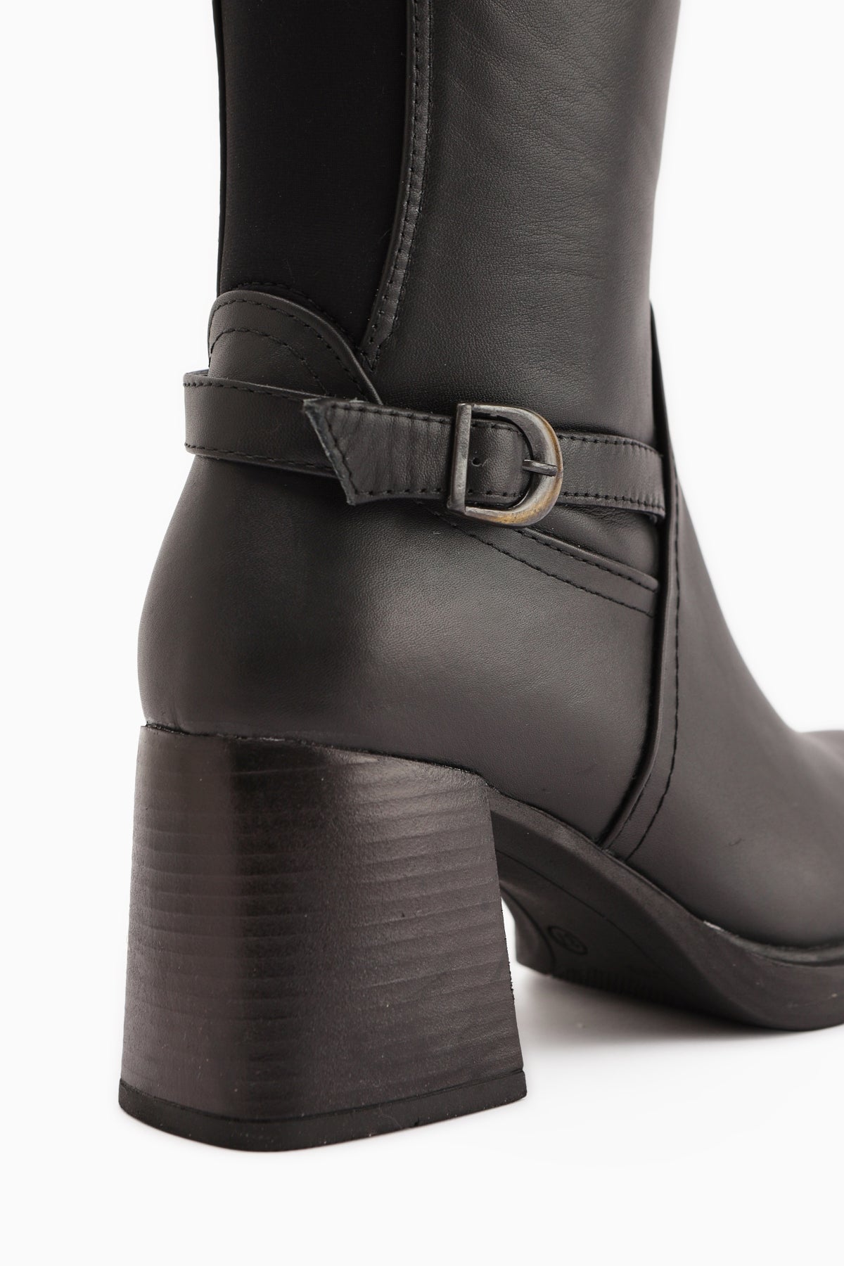 Gerti Genuine Leather Black Heeled Women's Boot