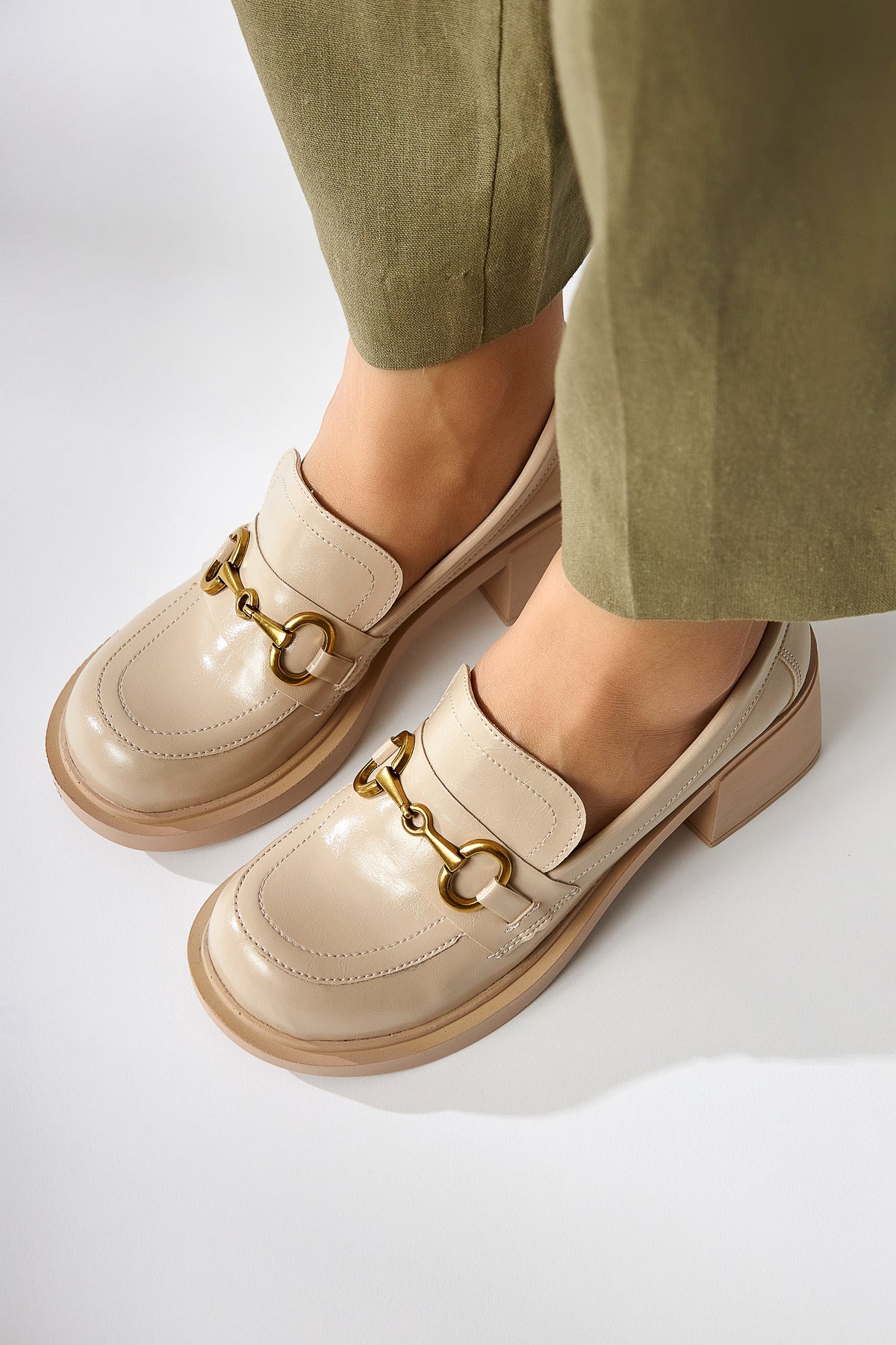 Berita – Beige Block Heel Shoe (Women)