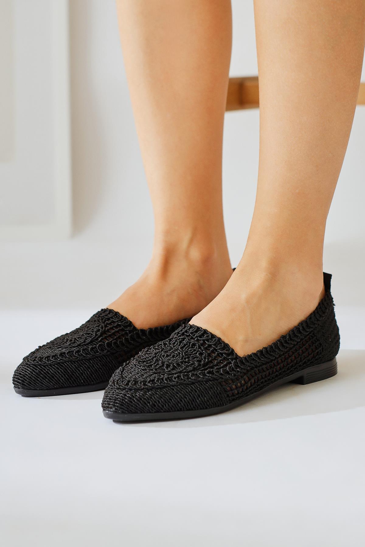 Joka Black Knitted Ballet Flats