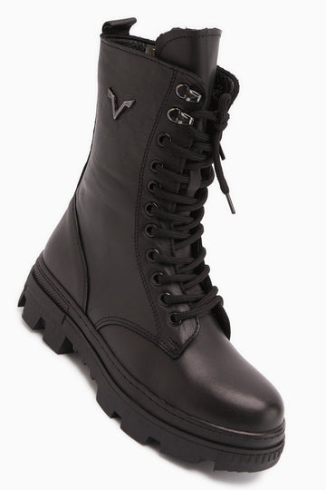 Sanela – Genuine Leather Cognac Combat Boot (Women)