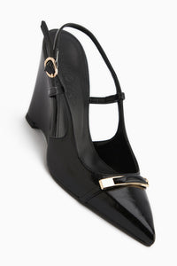 Phia Black Buckled Wedge Women’s Sandal