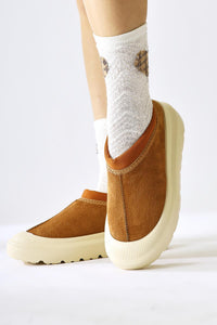 Katelyn - Cognac Suede-Coated Toe Vegan Fur-Lined Shoe (Women)