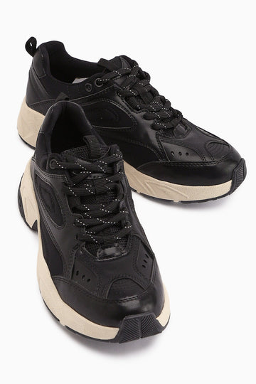 Trina – Black Lace-Up Sneaker (Women)