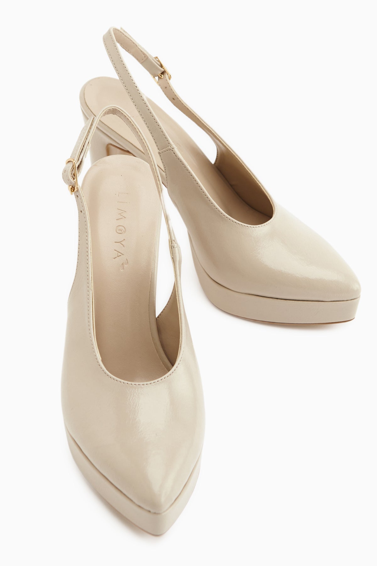 Ramia Beige Pointed Toe Platform Heeled Women’s Shoes