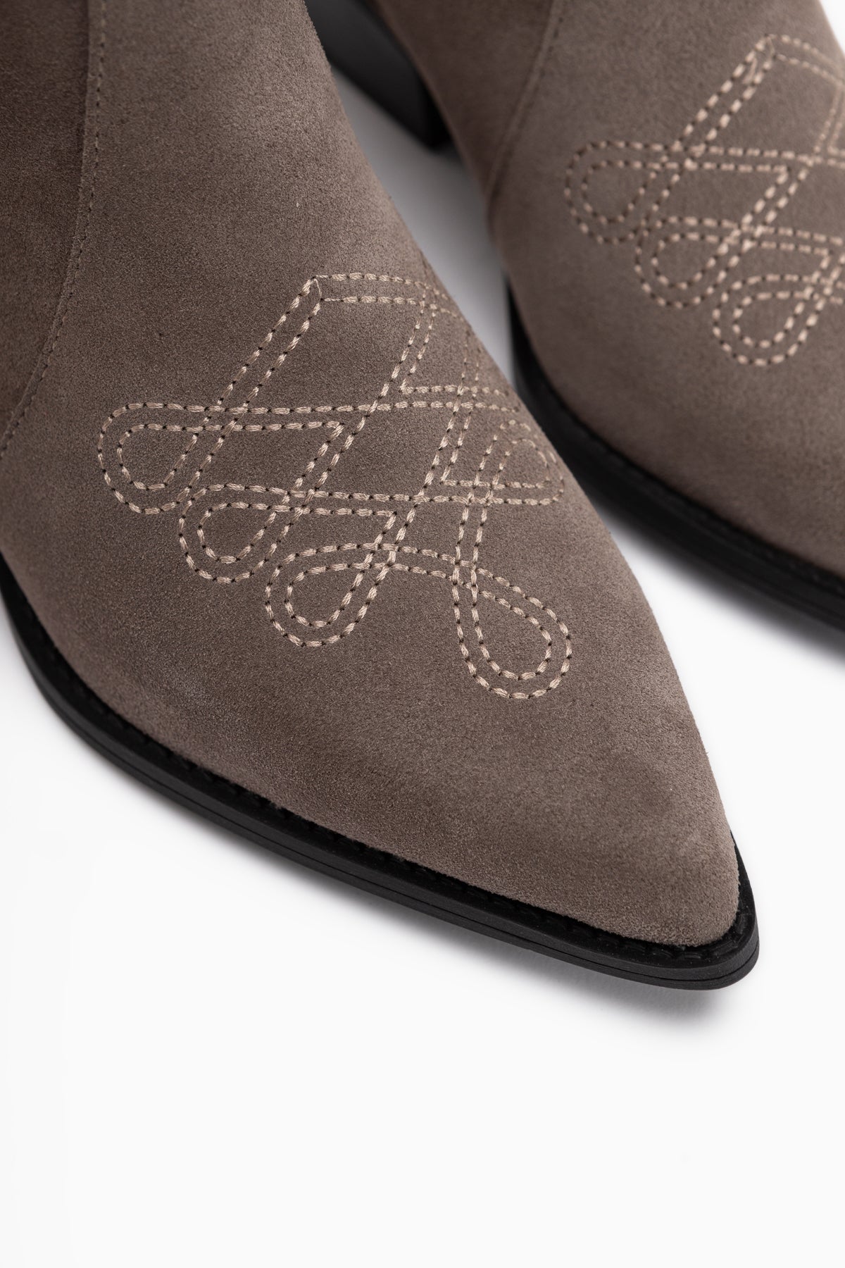 Freya Genuine Leather Mink Suede Embroidered Detailed Women’s Boots