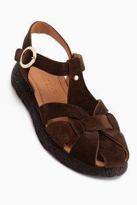 Henrika Genuine Leather Brown Suede Women’s Sandal