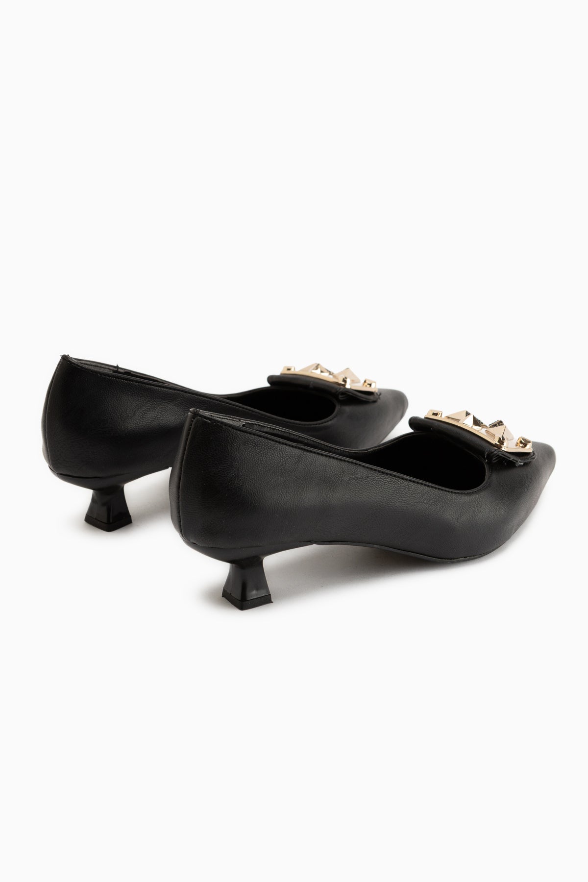 Juliet Black Buckled Short Heeled Women’s Shoes