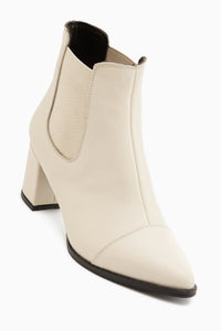 Genuine Leather Beige Heeled Women’s Boots