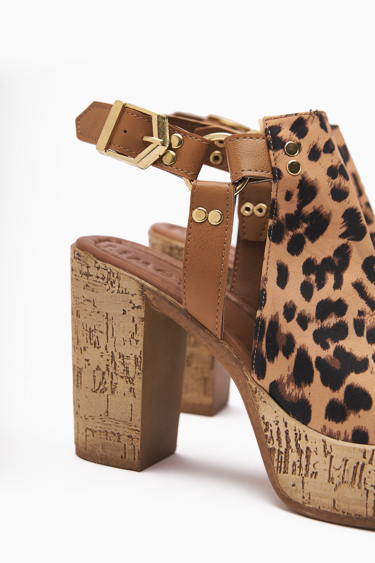 Hadel Leopard Belted Platform Heel Women's Sandal