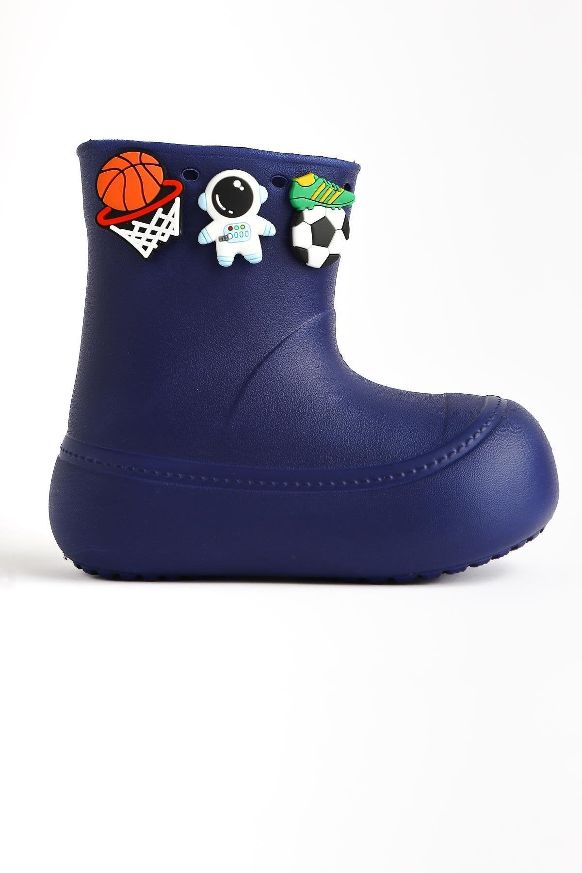 Chris Navy Pin Detail Waterproof Kids Boot